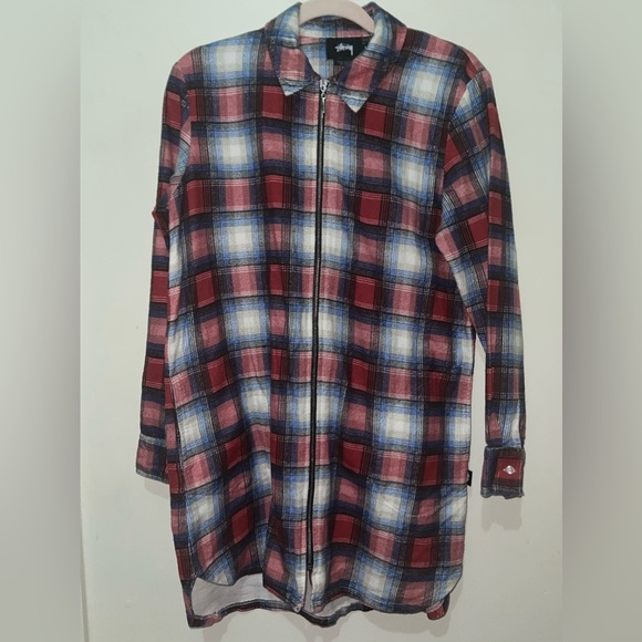 NWOT Stussy Lincoln Plaid Zip  Shirt Dress - Picture 8 of 9